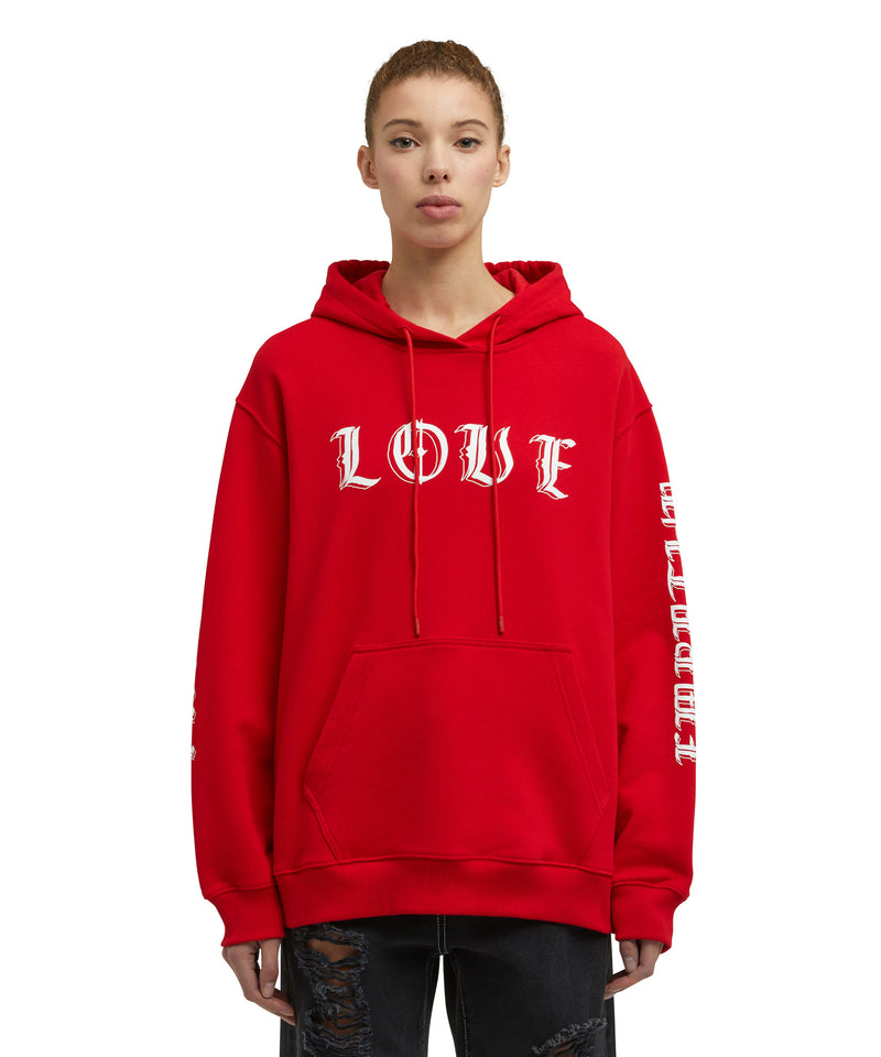 Hooded sweatshit with "Love, Freedom, Empathy" print RED Women 
