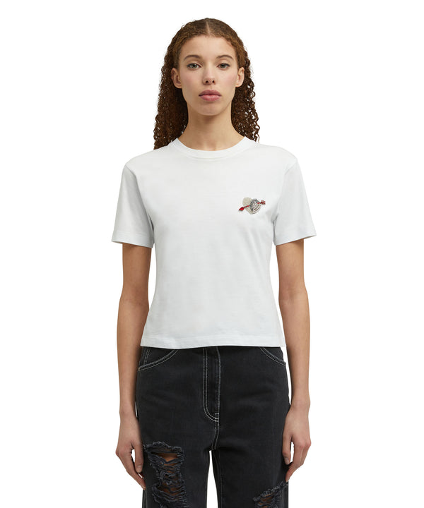 Cotton t-shirt with "Msgm Heart Embroidery Patch" print