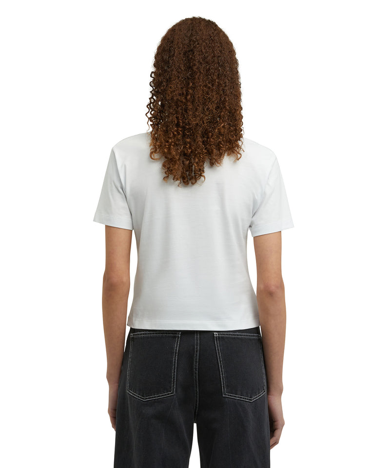 Cotton t-shirt with "Msgm Heart Embroidery Patch" print WHITE Women 
