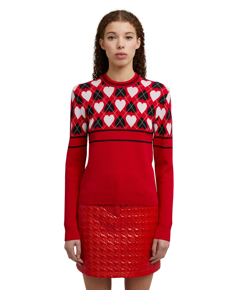 Viscose sweater with "Active Hearts"  motif RED Women 