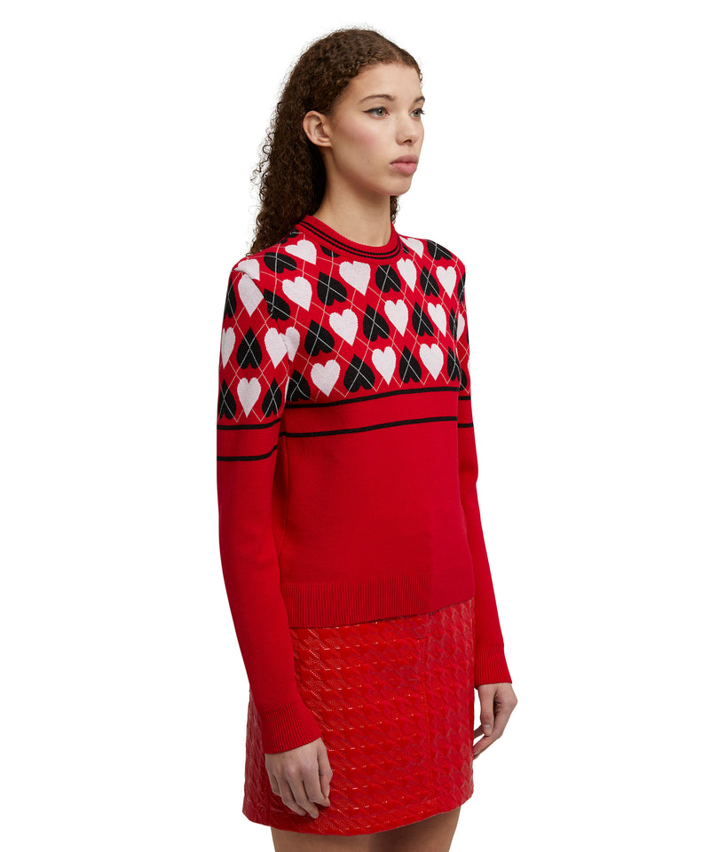 Viscose sweater with "Active Hearts"  motif RED Women 