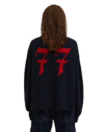 Blended wool sweater with gothic logo