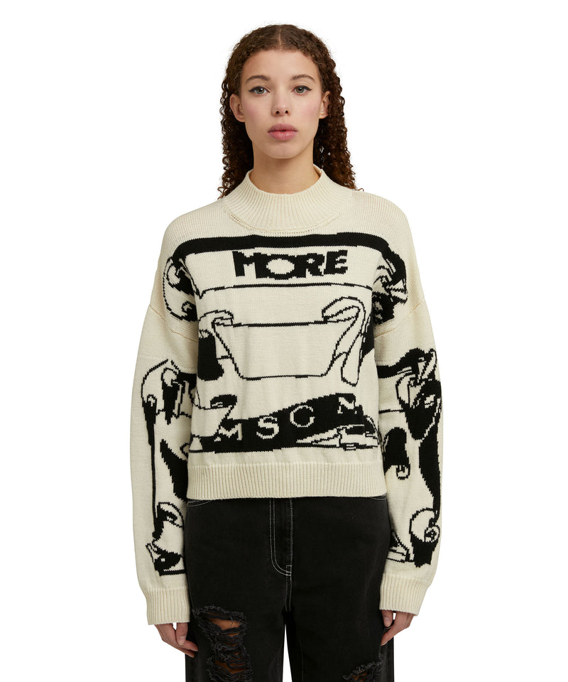 Wool turtleneck sweater from the collaboration of "Lorenza Longhi and MSGM" WHITE Women 