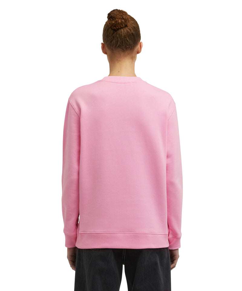 Solid color cotton crewneck sweatshirt with "MSGM Embroidery Italics logo" PINK Women 