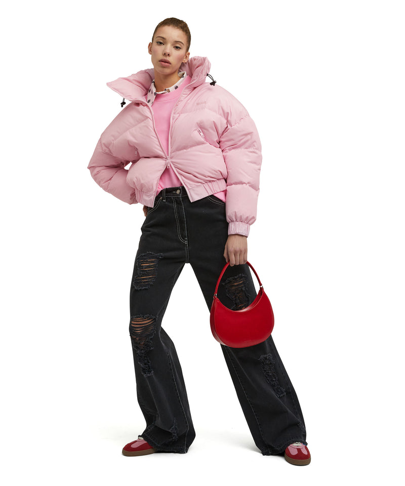 Solid color cotton crewneck sweatshirt with "MSGM Embroidery Italics logo" PINK Women 