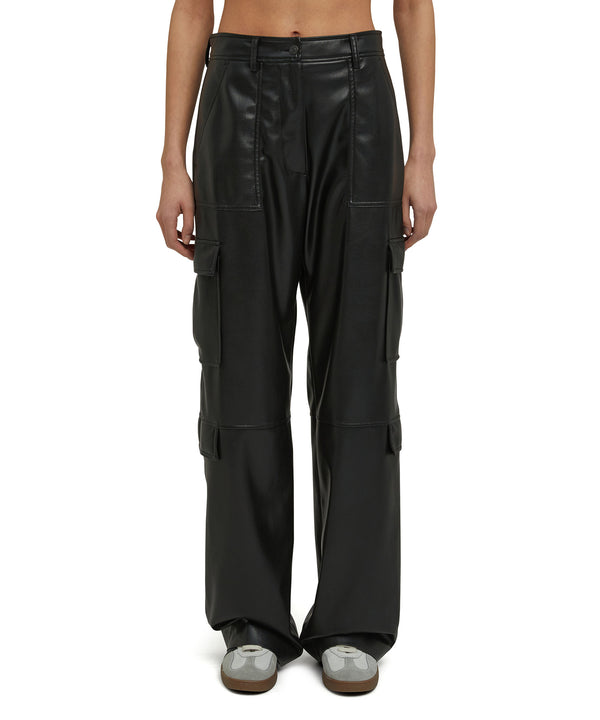 Faux leather cargo trousers "Soft Eco Leather" fabric
