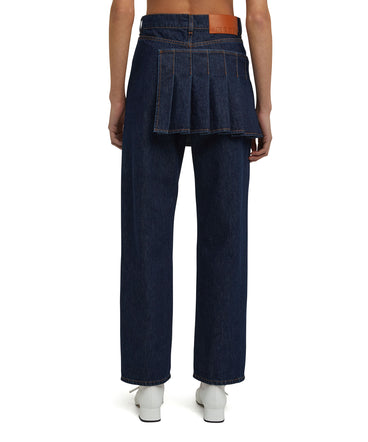 Jeans with "Blue Denim with Tobacco Stitches" workmanship