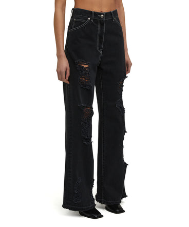 Jeans with "Black Denim with Stitches" workmanship