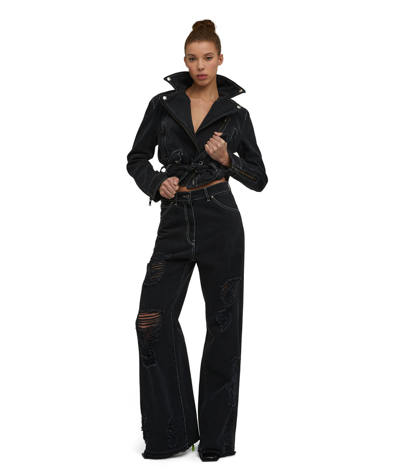 Jeans with "Black Denim with Stitches" workmanship BLACK Women 