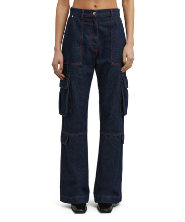 Cargo trousers with "Blue Denim with stitches" workmanship