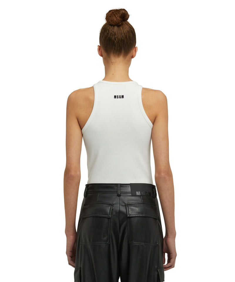 Cotton top with "Msgm Heart Embroidery Patch" print WHITE Women 