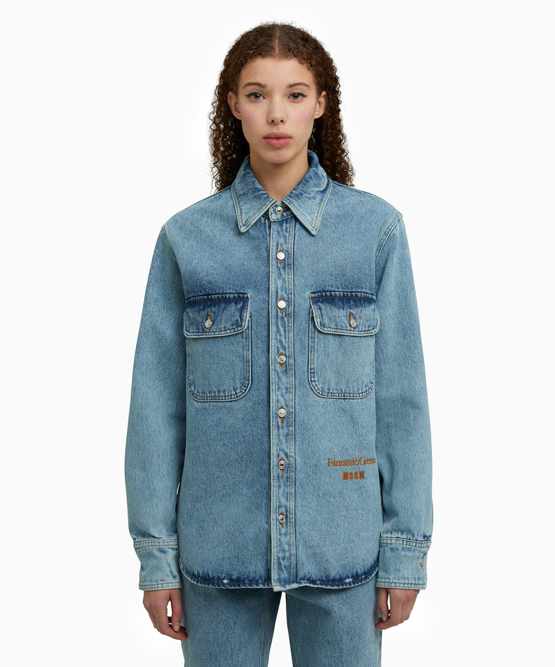 Organic cotton shirt from the MSGM Fantastic Green Capsule BLUE Unisex 